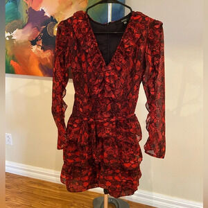 BUFFALO red snakeskin ruffle dress